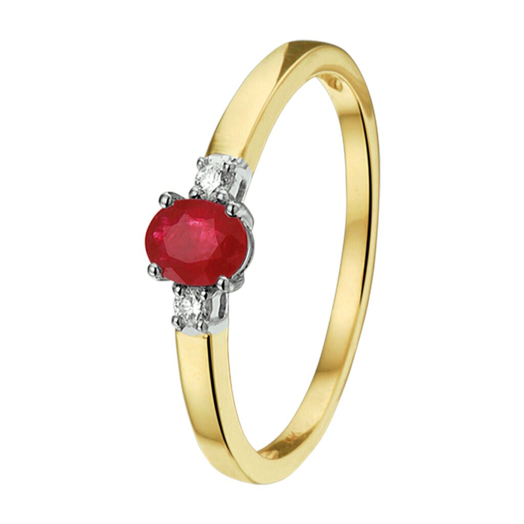 ring robijn en diamant 0.05ct h si