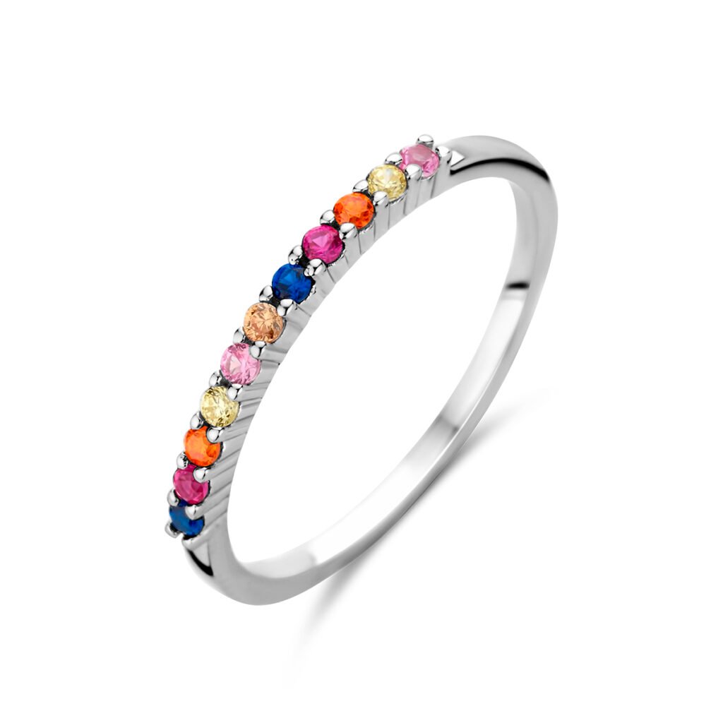 aanschuifring regenboog zirkonia