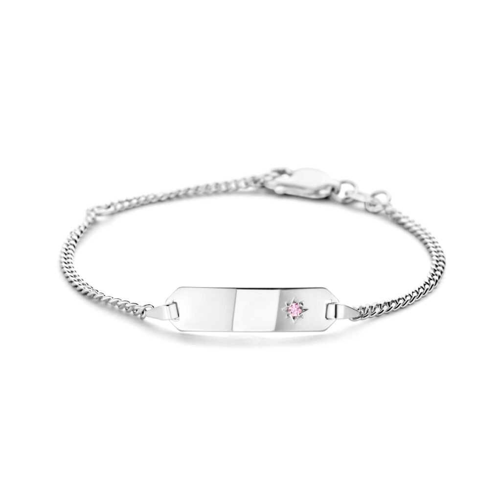 graveerarmband roze zirkonia plaat 5,0 mm