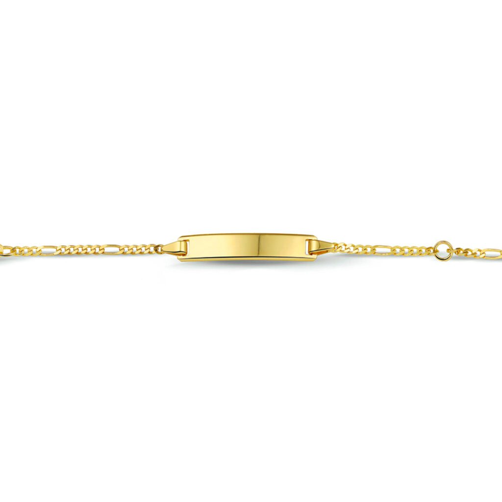 9k graveerarmband figaro plaat 5,0 mm