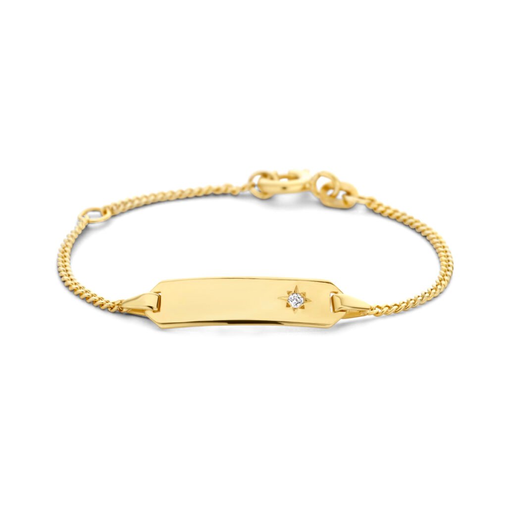 graveerarmband zirkonia gourmette 4-zijdes geslepen plaat 5,0 mm
