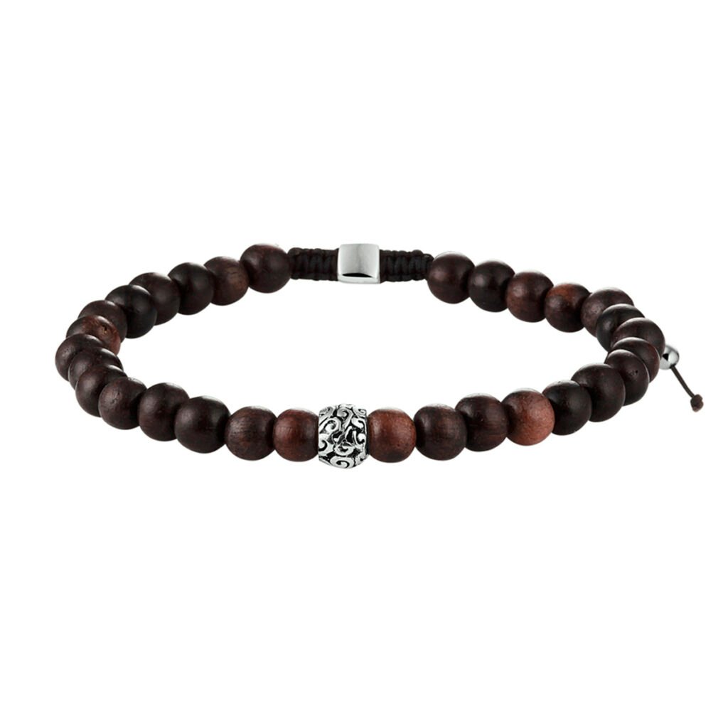 kralenarmband donkerbruin hout 6,5 mm 19 - 26 cm