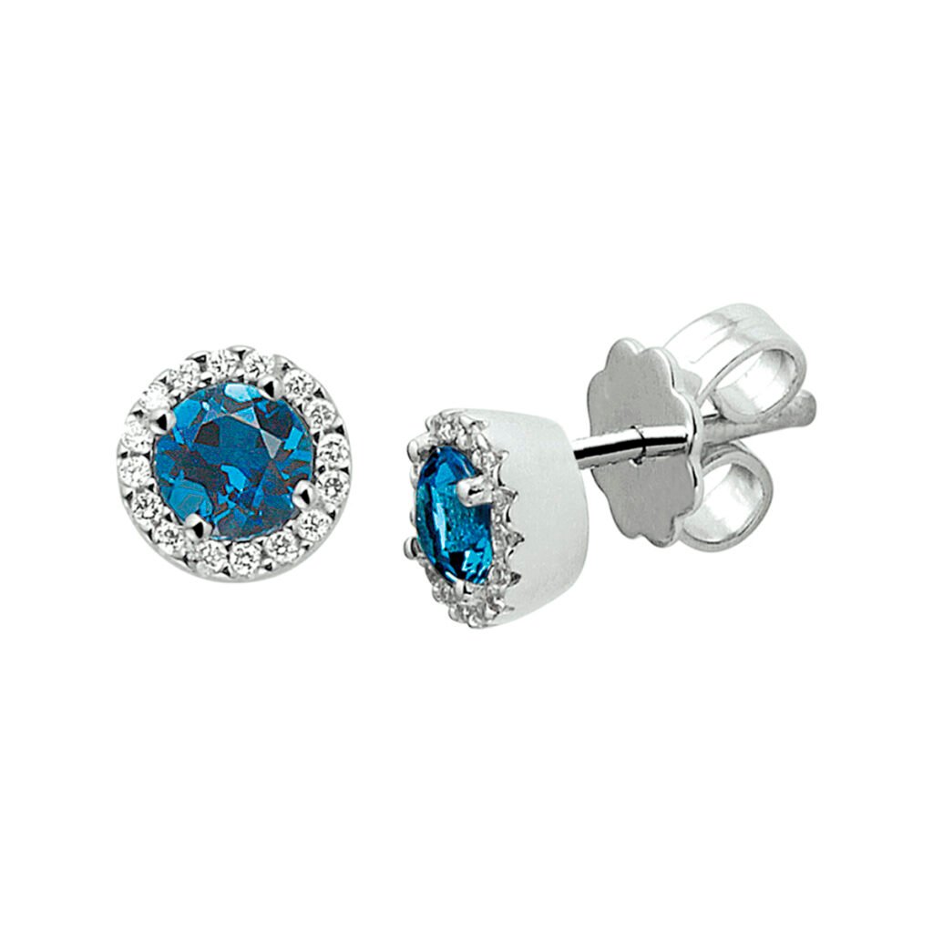 oorknoppen london blue topaas en diamant 0.10ct (2x0.05ct) g vsi halo