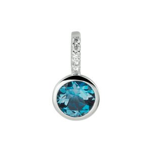 hanger london blue topaas en diamant 0.02ct h si
