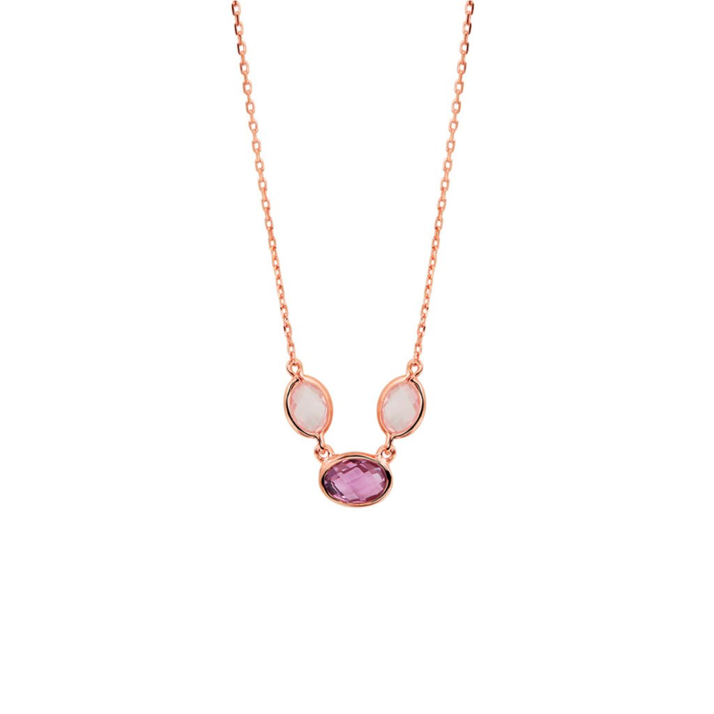 collier amethist en roze kwarts 40 - 42 - 44 cm 2 micron