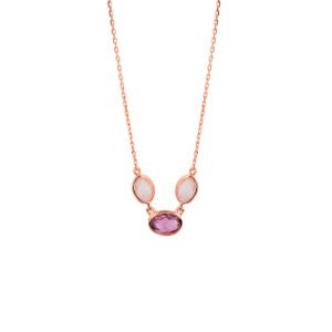 collier amethist en roze kwarts 40 - 42 - 44 cm 2 micron