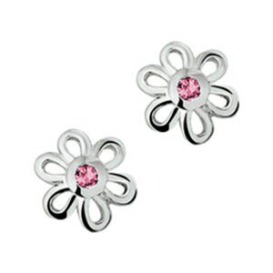 oorknoppen bloem roze zirkonia