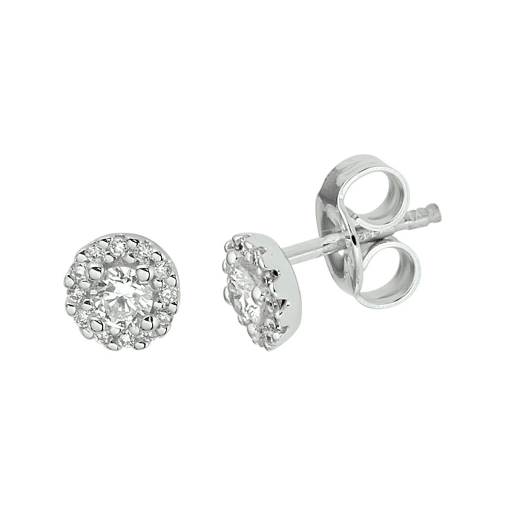 oorknoppen rond diamant 0.24ct (2x 0.12ct) h si