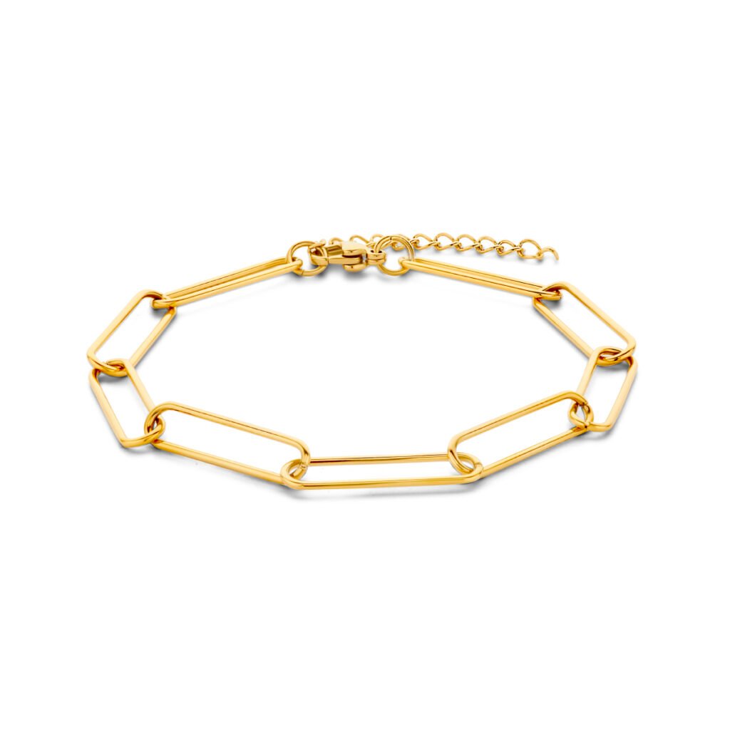 armband paperclip ronde buis 5,5 mm 18,5 + 3 cm ion plating