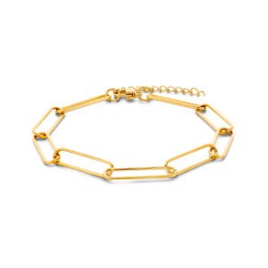 armband paperclip ronde buis 5,5 mm 18,5 + 3 cm ion plating