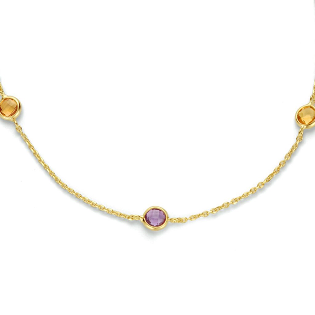collier natuurlijke kleurstenen 43 - 45,5 cm