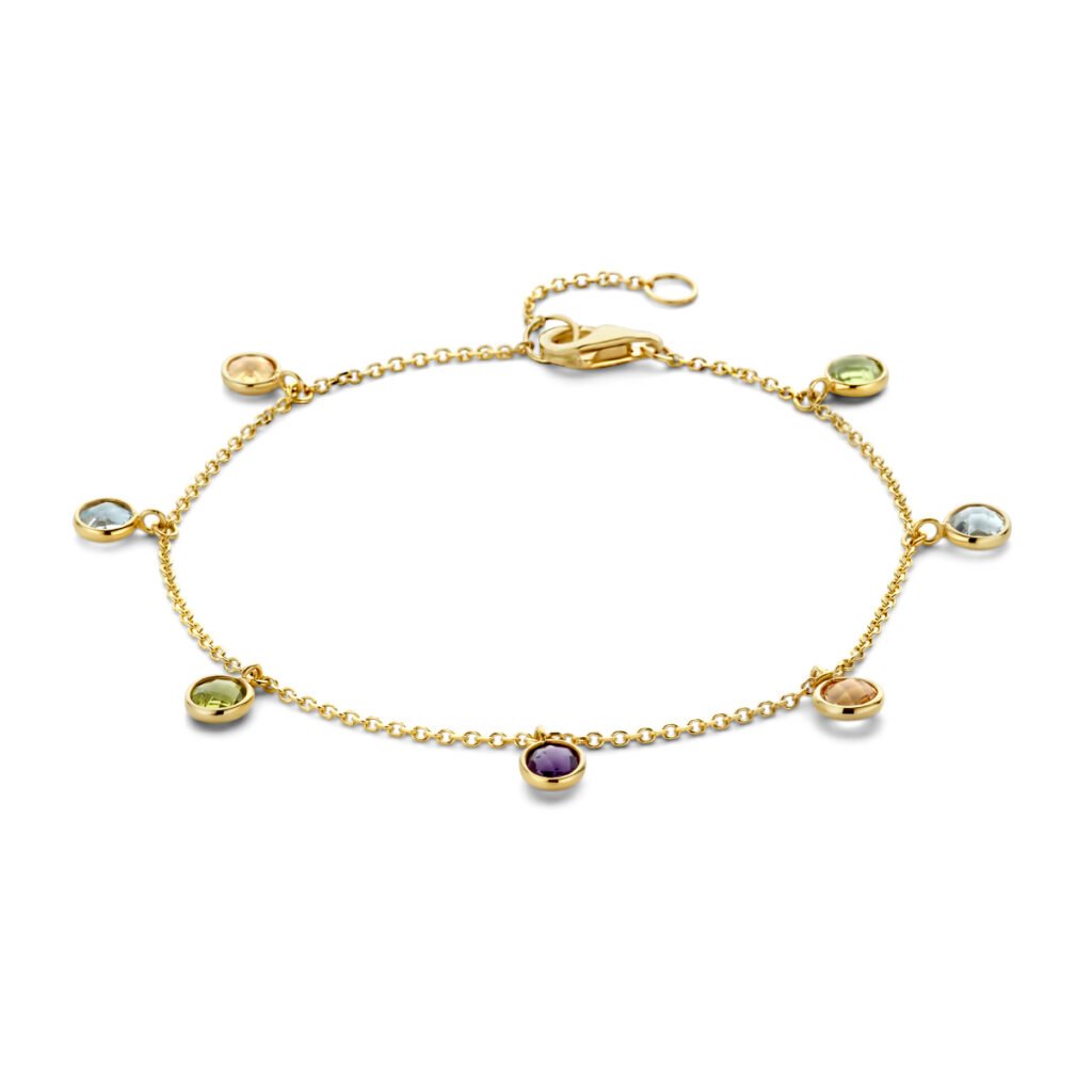 armband natuurlijke kleurstenen 16,5 - 19 cm