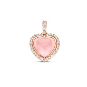 hanger hart rozenkwarts en diamant 0.21ct h si