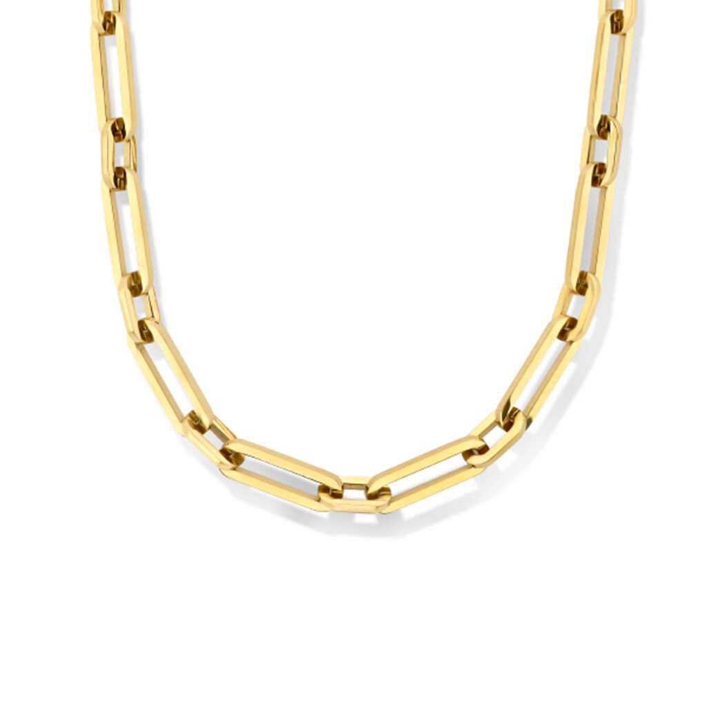 collier paperclip vierkante buis 8 mm 43 + 3 cm ion plating