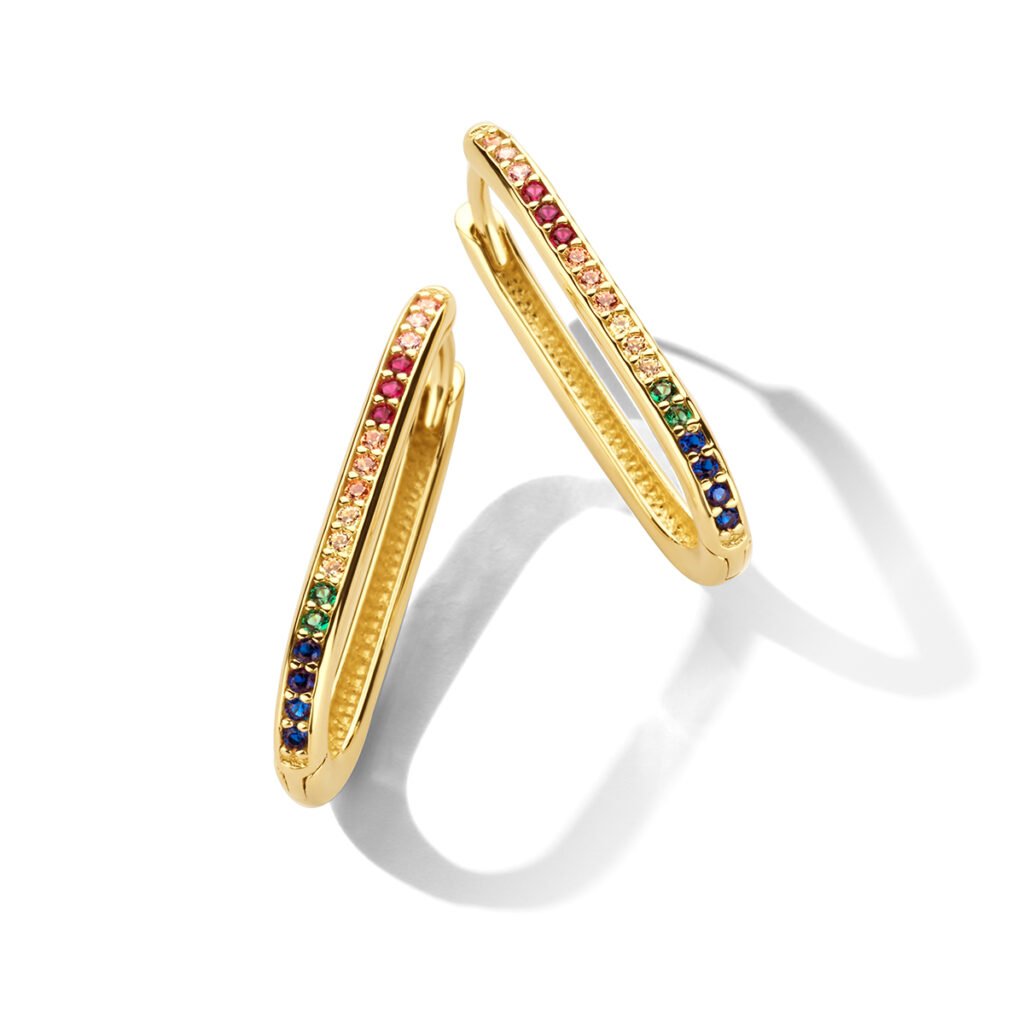 klapoorringen paperclip regenboog zirkonia