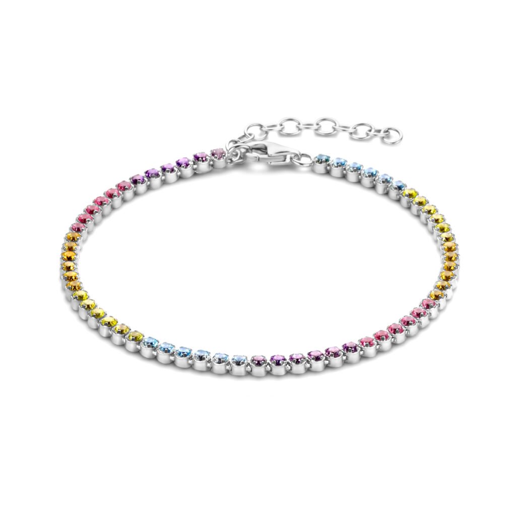 tennisarmband meerdere kleuren zirkonia 2,4 mm 16 + 3 cm