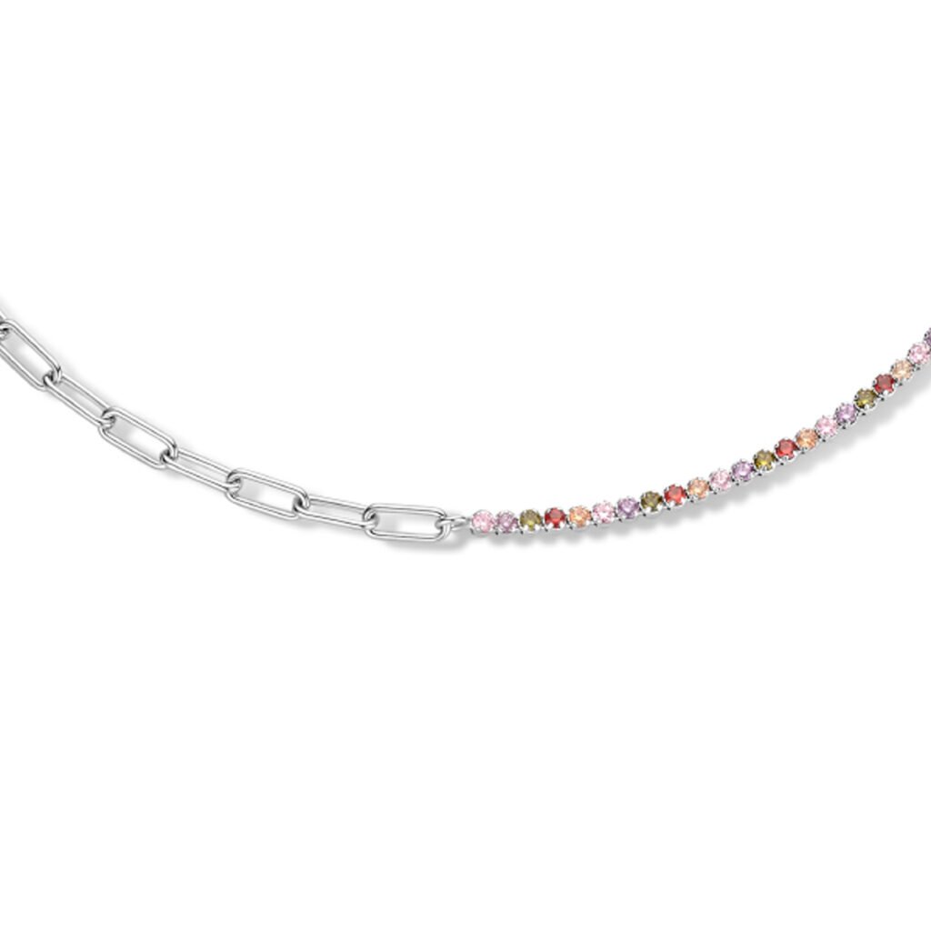 collier paperclip meerdere kleuren zirkonia 3,6 mm 40 + 5 cm