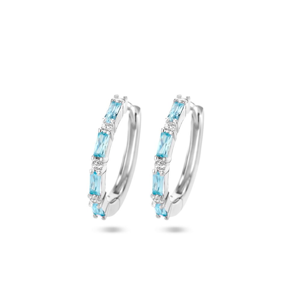 klapoorringen blauw zirkonia