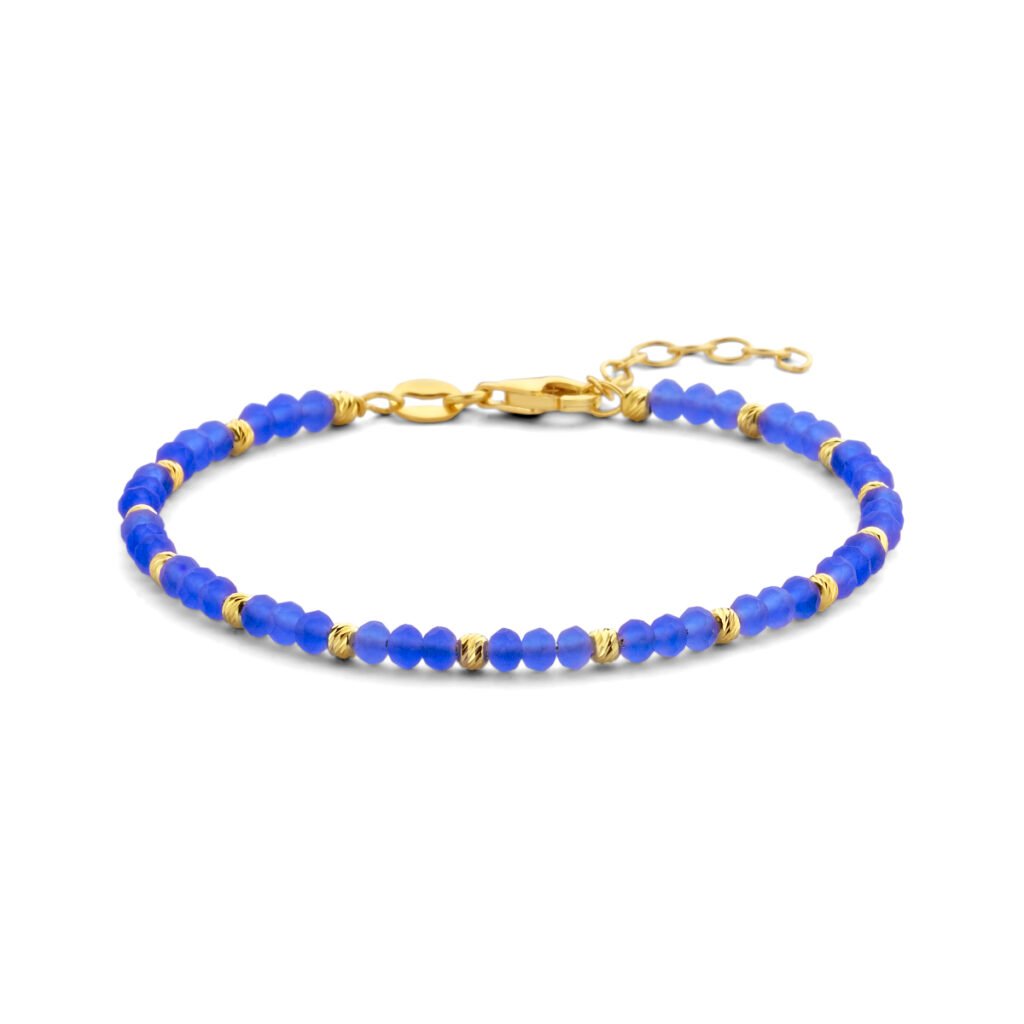 armband bolletjes gediamanteerd en blauw glas 3,0 mm 16 + 3 cm