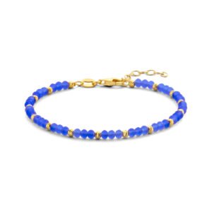 armband bolletjes gediamanteerd en blauw glas 3,0 mm 16 + 3 cm