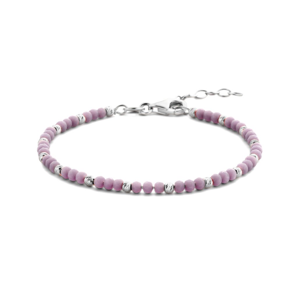 armband bolletjes gediamanteerd en violet glas 3,0 mm 16 + 3 cm