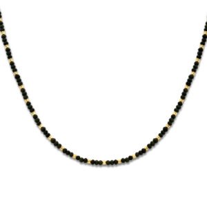 collier bolletjes gediamanteerd en zwart glas 3,0 mm 41 + 4 cm 1 micron