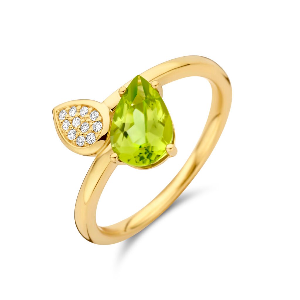 ring peridot en diamant 0.055ct h si