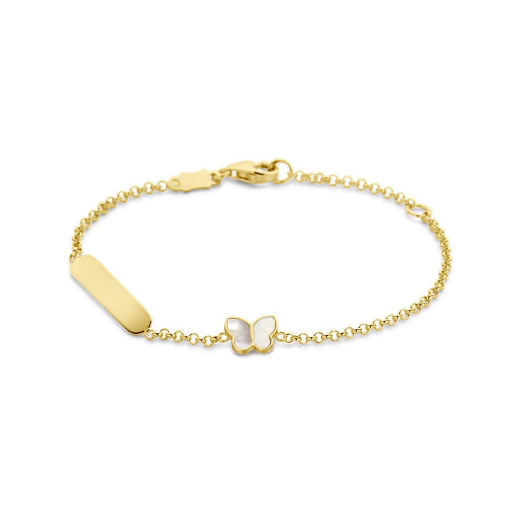 graveerarmband vlinder parelmoer plaat 3,5 mm