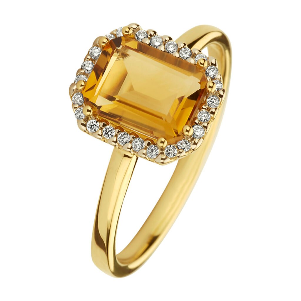 ring citrien en diamant 0.10ct h si