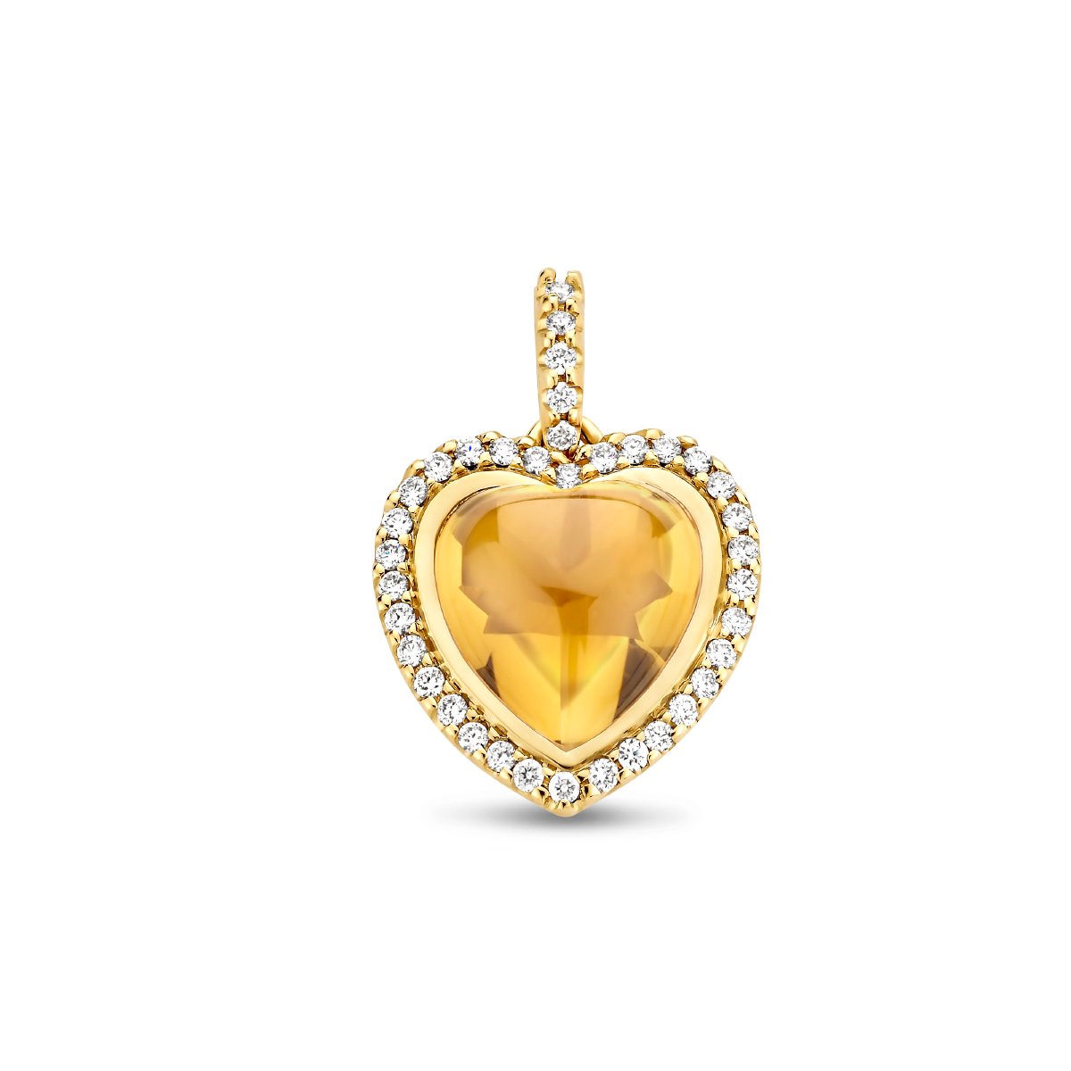 hanger hart citrien en diamant 0.21ct h si