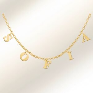 Moederdag Goudkleurige Naamketting met Losse Letters van Zilver Names4ever plat
