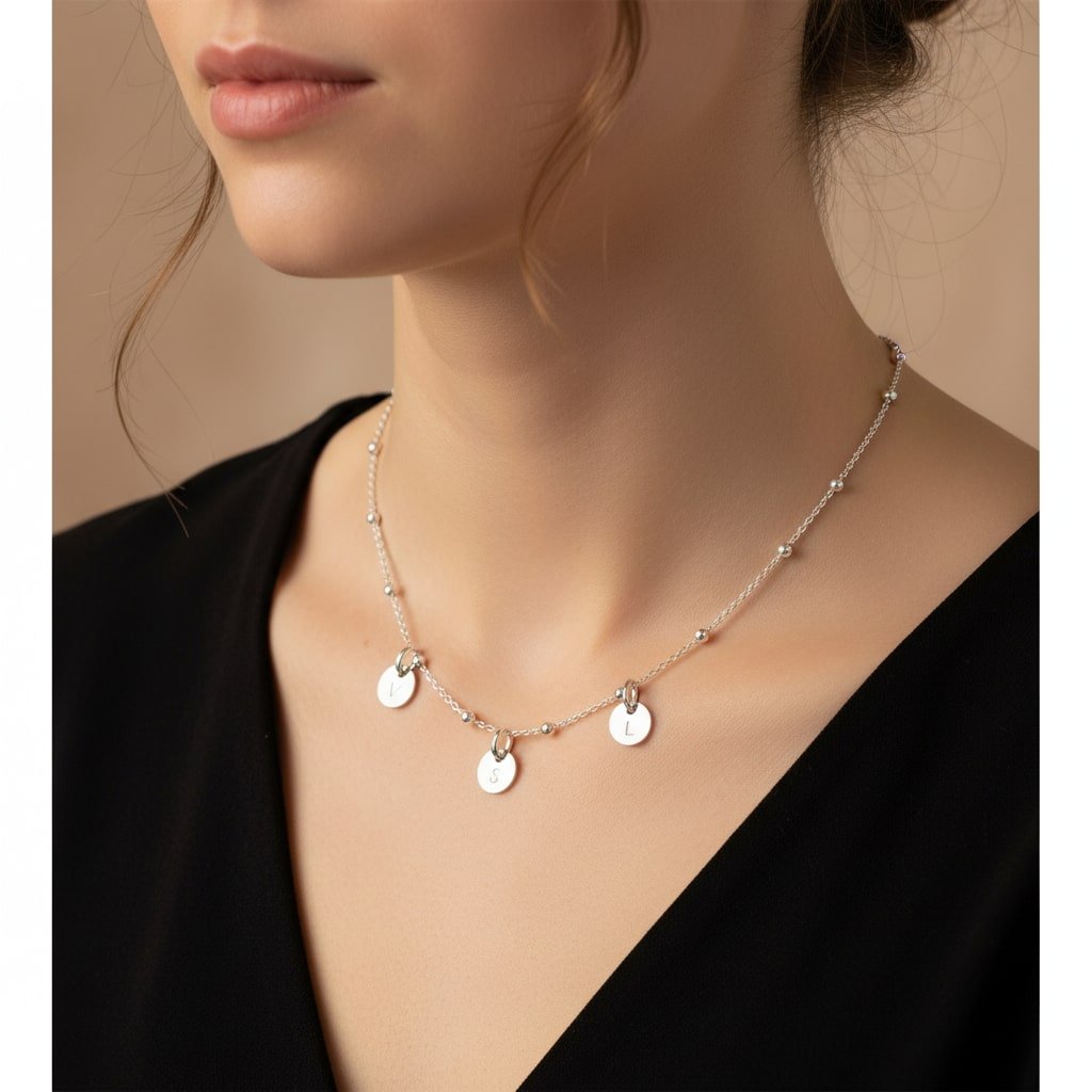 Moederdag Sieraad Names4ever Zilveren Ketting met Ronde Initiaal Hangers model
