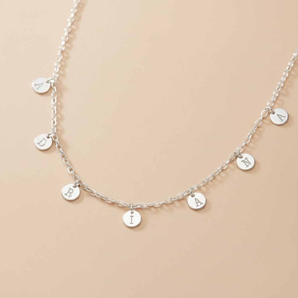 Naamketting met Meerdere Rondjes en Letters van Zilver Names4ever close up