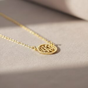 Names4ever Extra-Small Monogram Hanger + Gouden Ketting GMH016 grijs