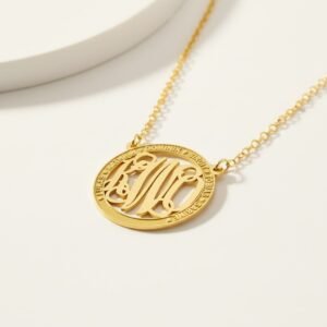 Names4ever Medium Monogram Hanger met Namen + Ketting GMH022 liggend 2