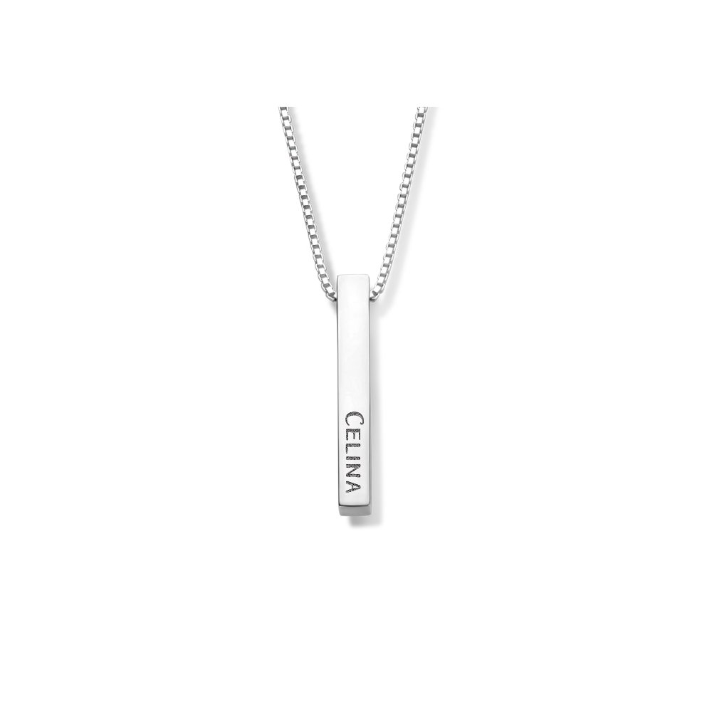 Moederdag Sieraden | Zilveren Bar Naamhanger voor Dames