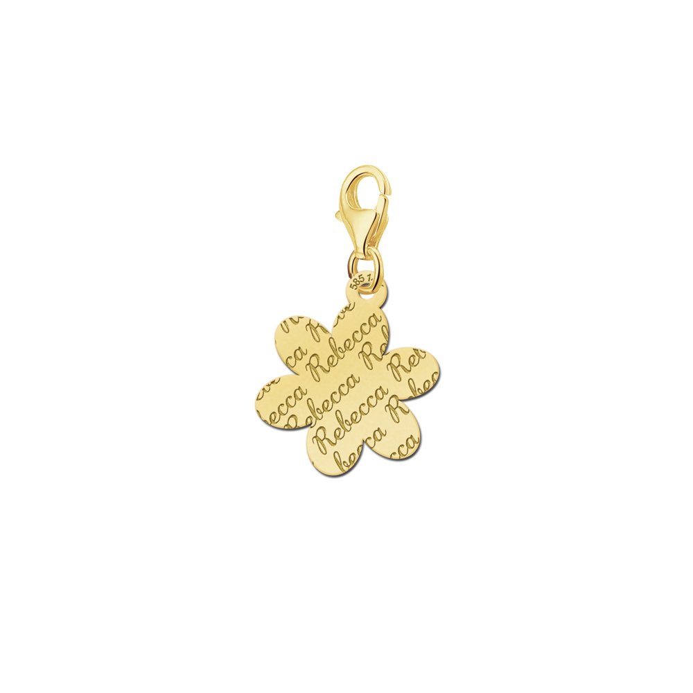 Names4ever Charm-Bloembedel met Naampatroon / Goud GNB20