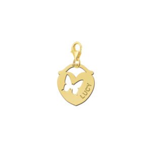 Names4ever Hart Charm-Naambedel met Vlinder GNDB012