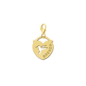 Names4ever Hart Charm-Naambedel met Vogel / Goud GNDB011