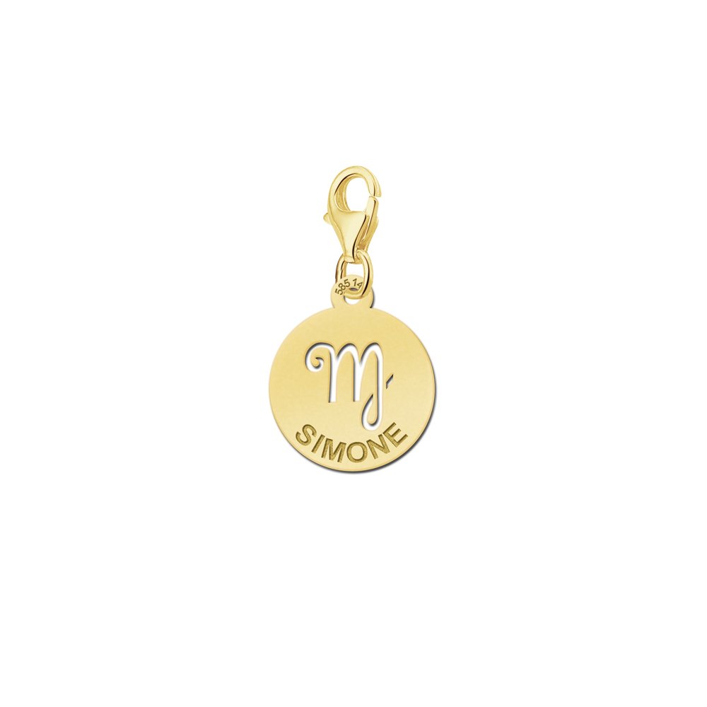 Names4ever Zodiac-Bedel Maagd in massief goud GBS006