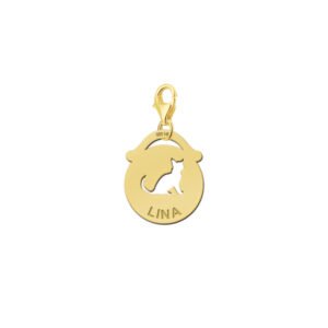 Names4ever Ronde Naambedel met Poes / Goud GNDB013