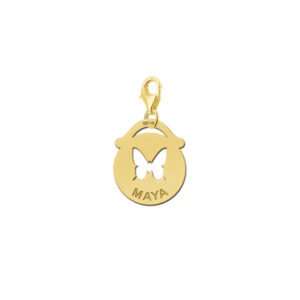 Names4ever Ronde Charm-Naambedel met Vlinder GNDB020