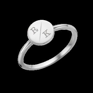 Zilveren Disc Ring met Twee Initialen | Names4ever