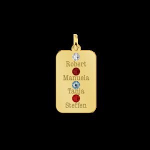 Gouden Dog Tag met Vier Geboortestenen Names4ever