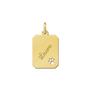 Goud hanger rechthoek met pootje - Names4ever