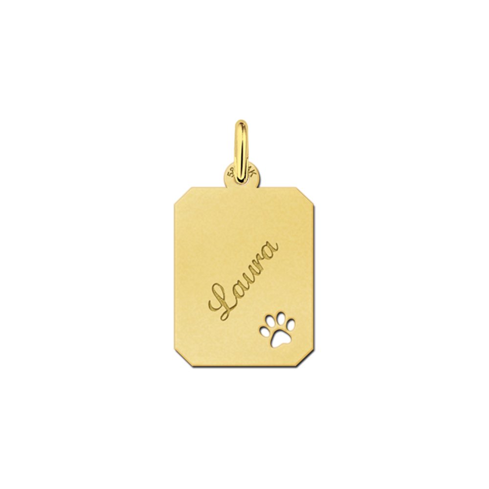 Goud hanger rechthoek met pootje - Names4ever