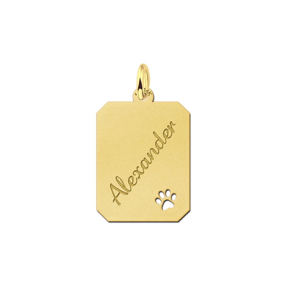 Goud hanger rechthoek met pootje - Names4ever