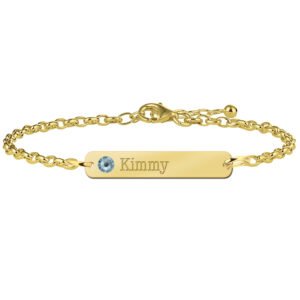 Kimmy Bar Armband van Goud met Naam en Geboortesteen > Names4ever