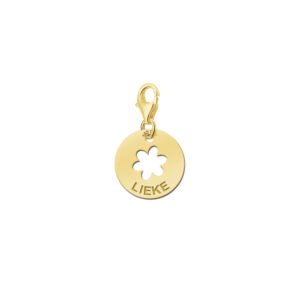 Names4ever Ronde Charm-Naambedel met Bloem / Goud GNB03