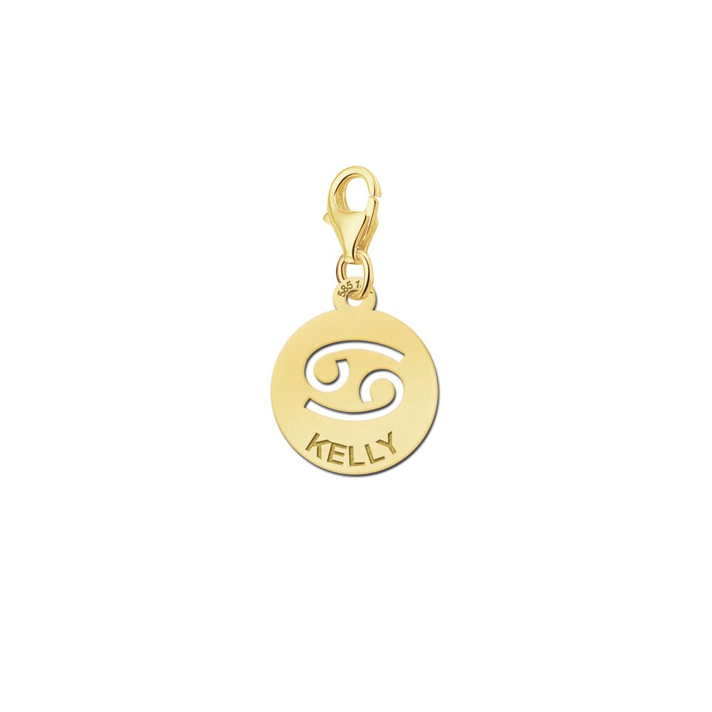 Names4ever Zodiac-Bedel Kreeft in massief goud GBS004